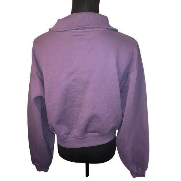 PacSun ladies size M 1/2 zip polo crop long sleeve logo spell out sweatshirt - Picture 2 of 8